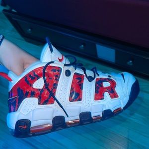 Air More Uptempo Red Navy Camo